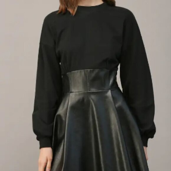 Fate Dresses & Skirts - 409. Mixed Contrast Corset Faux Leather Mini Dress